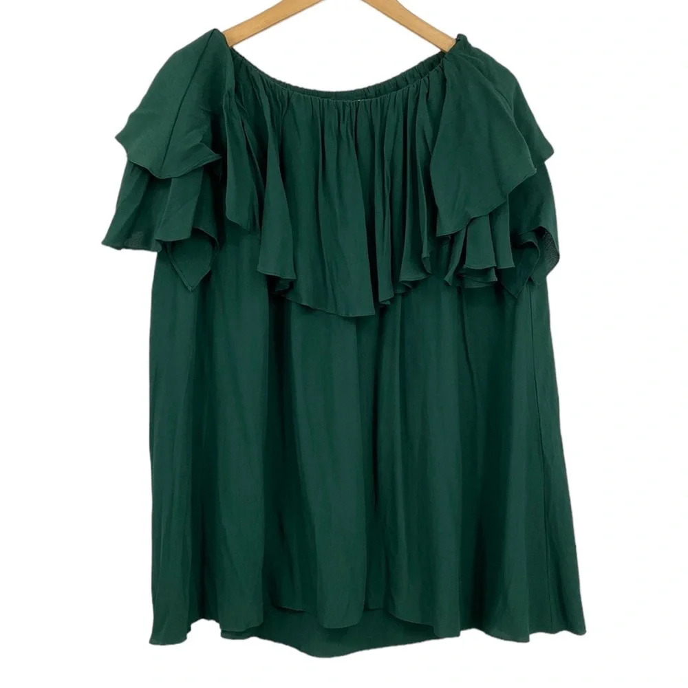 MLM Label Maison Off The Shoulder Blouse Top‎ Womens Size XS Oversized Green
